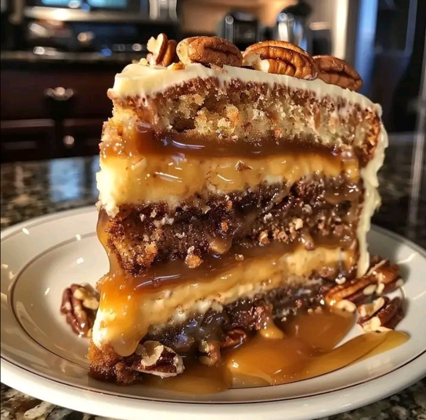 Banana Pecan Caramel Layer Cake Recipe